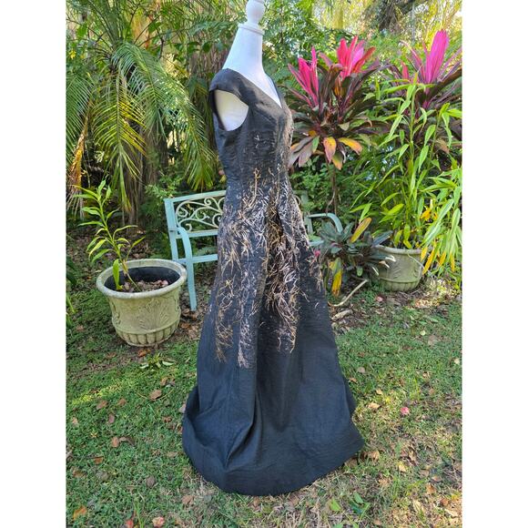 Rickie Freeman for Teri Jon Formal Dress Size 8 Black & Gold - Picture 5 of 11